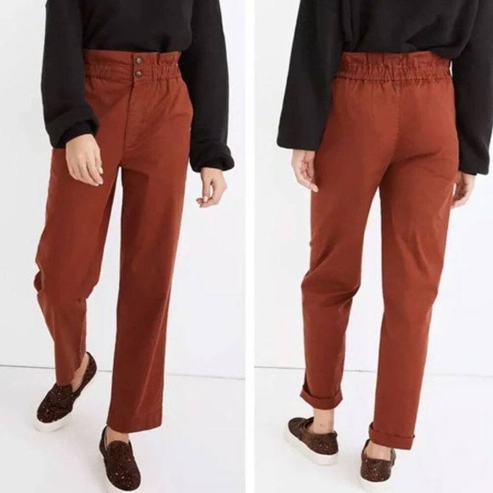 NWOT Madewell Paperbag Tapered Pants 00 Burnished Mahogany Rust Red MB251
